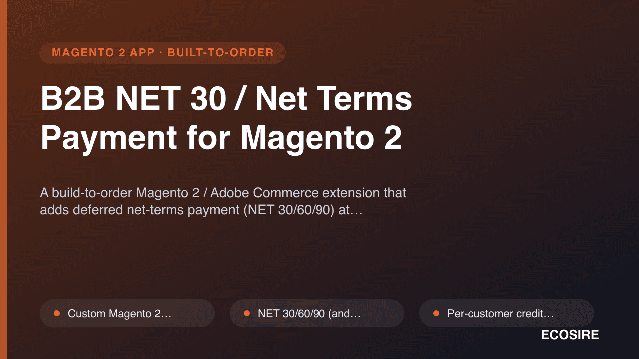 B2B NET 30 / Net Terms Payment for Magento 2