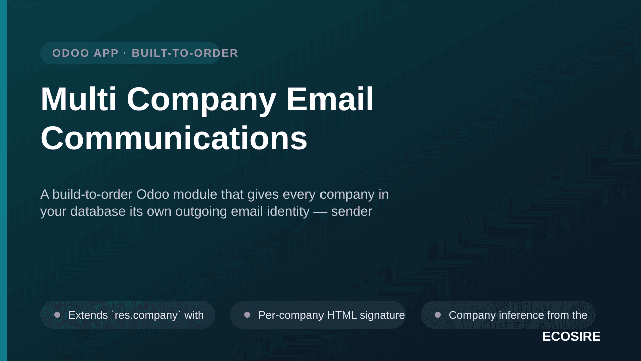 Multi Company Email Communications — A build-to-order Odoo module that gives every company in your database its own outgoing — Image 1 of 3
