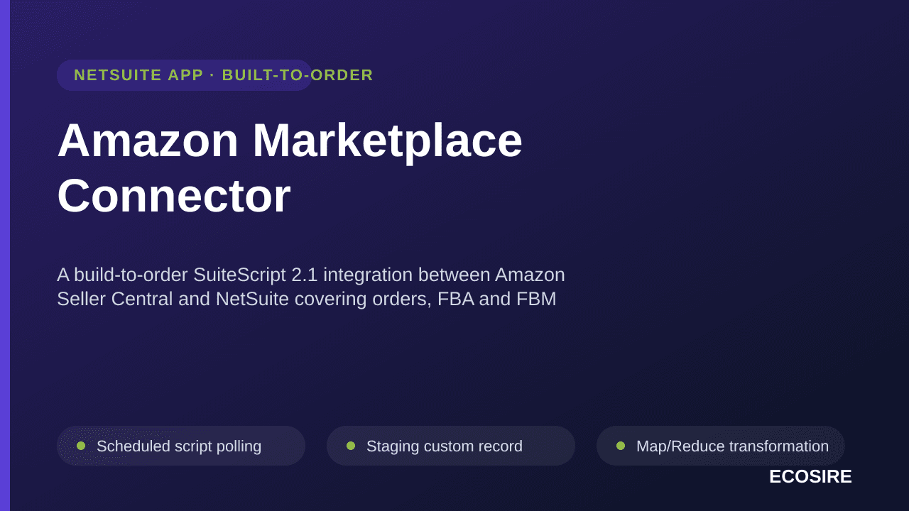 Amazon Marketplace Connector — A build-to-order SuiteScript 2