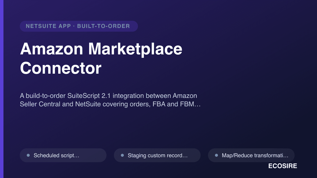 Amazon Marketplace Connector — A build-to-order SuiteScript 2