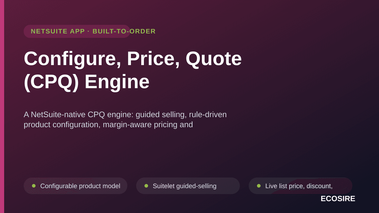 Configure, Price, Quote (CPQ) Engine