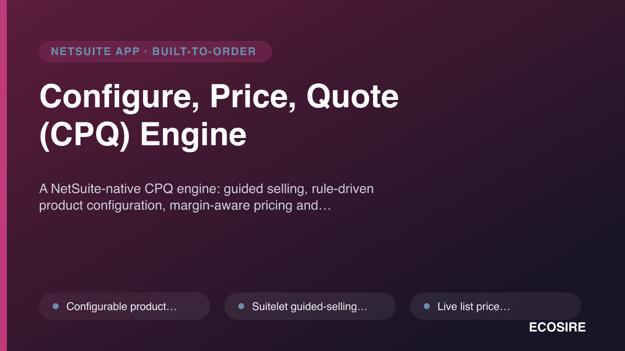 Configure, Price, Quote (CPQ) Engine