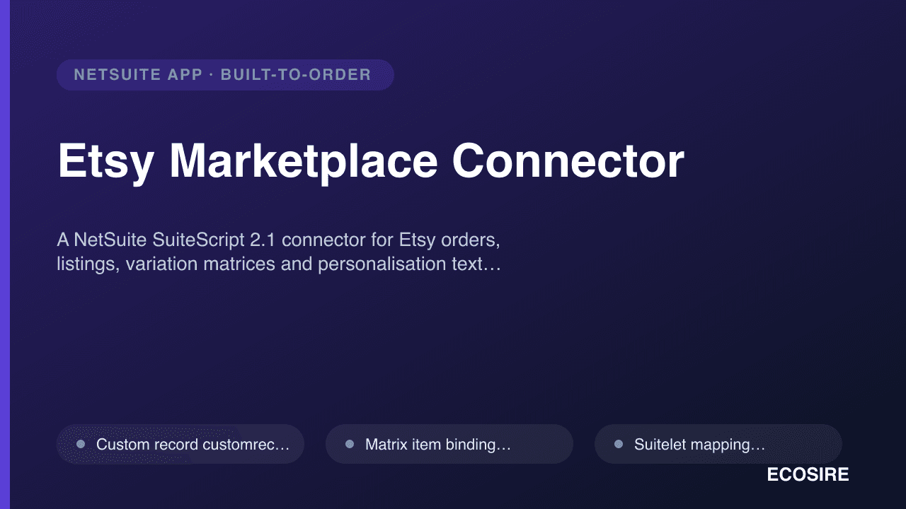 Etsy Marketplace Connector — A NetSuite SuiteScript 2