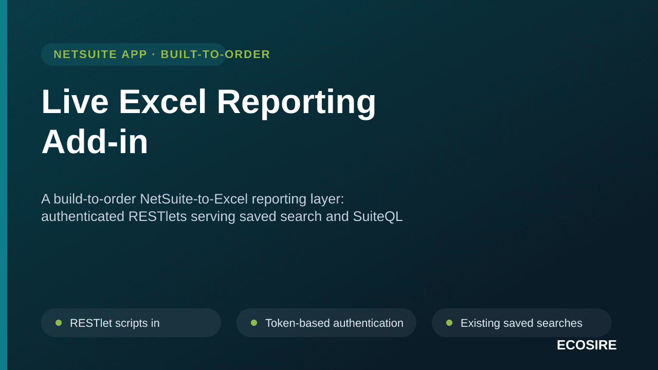 Live Excel Reporting Add-in