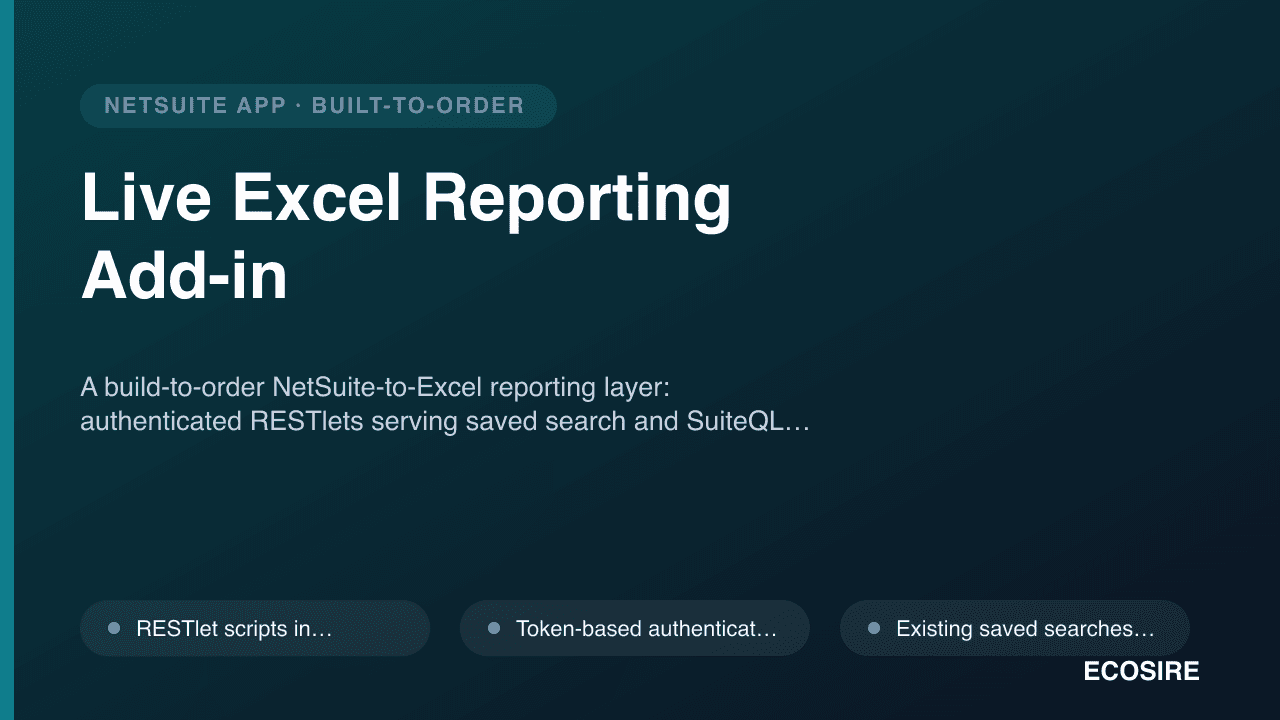 Live Excel Reporting Add-in