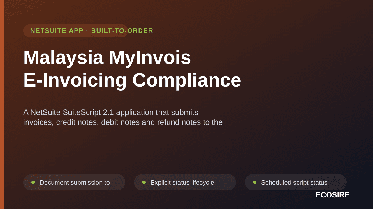 Malaysia MyInvois E-Invoicing Compliance — A NetSuite SuiteScript 2