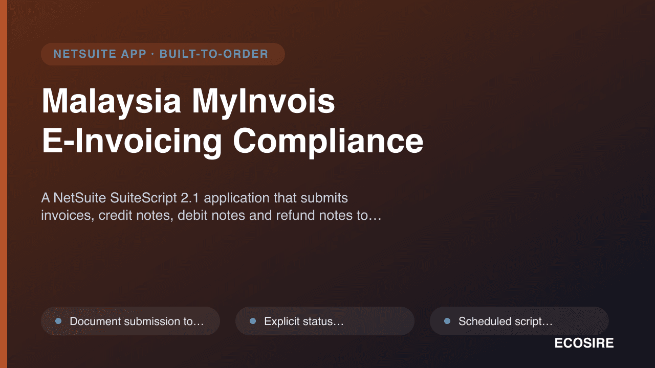 Malaysia MyInvois E-Invoicing Compliance — A NetSuite SuiteScript 2