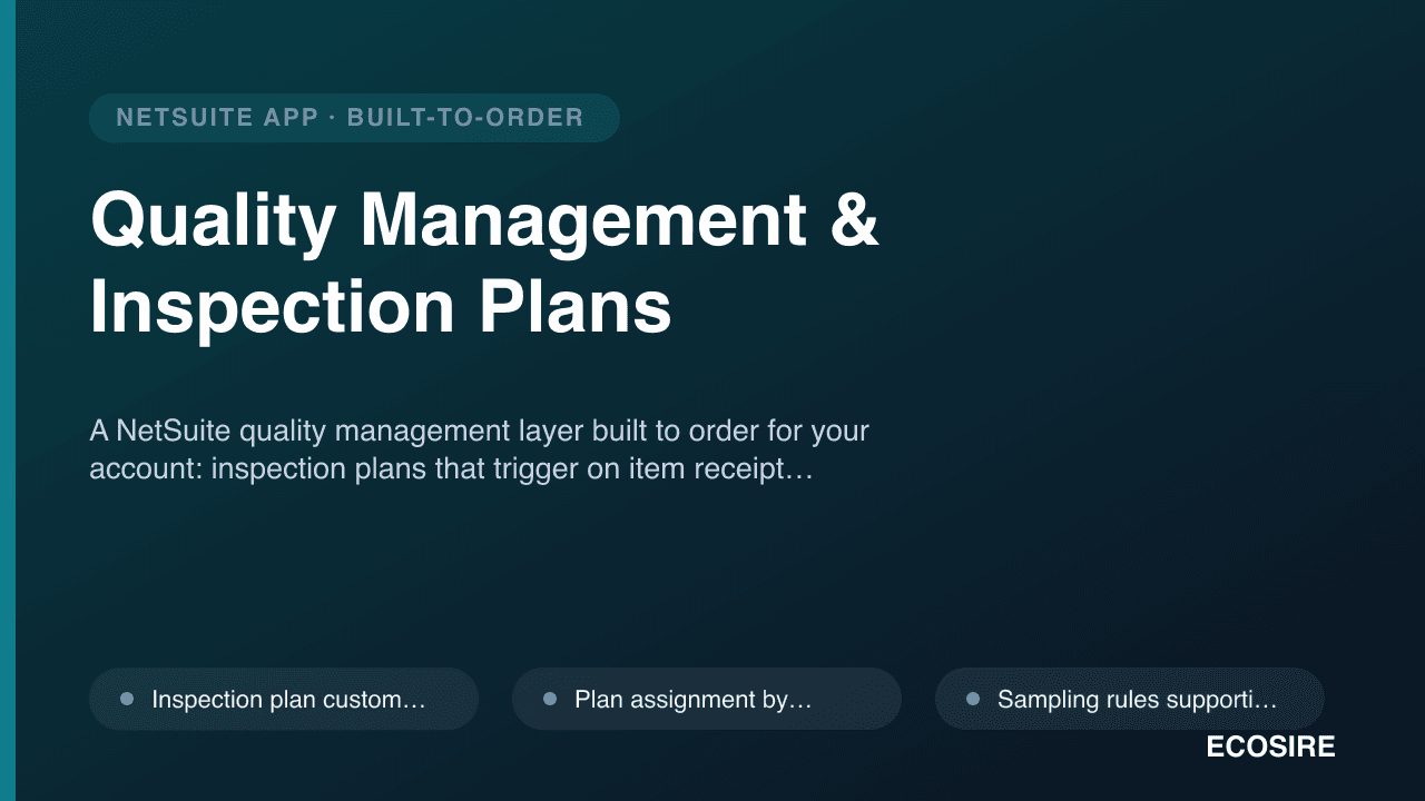 Quality Management & Inspection Plans