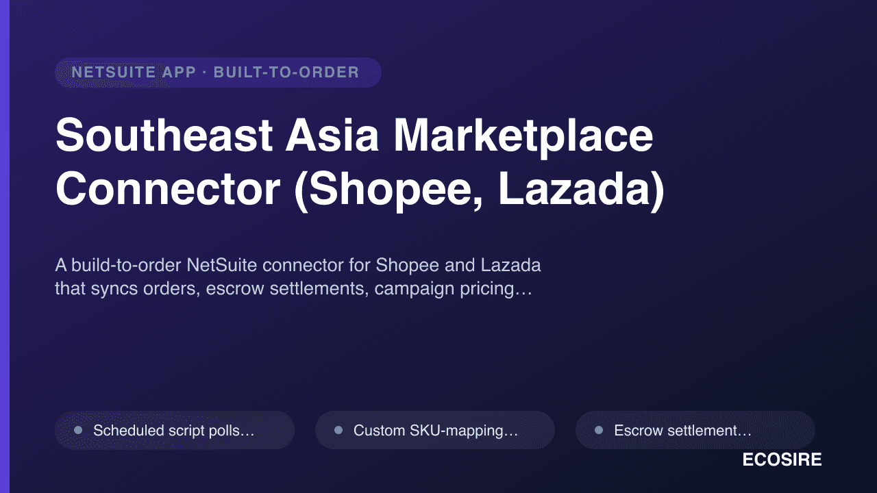 Southeast Asia Marketplace Connector (Shopee, Lazada)