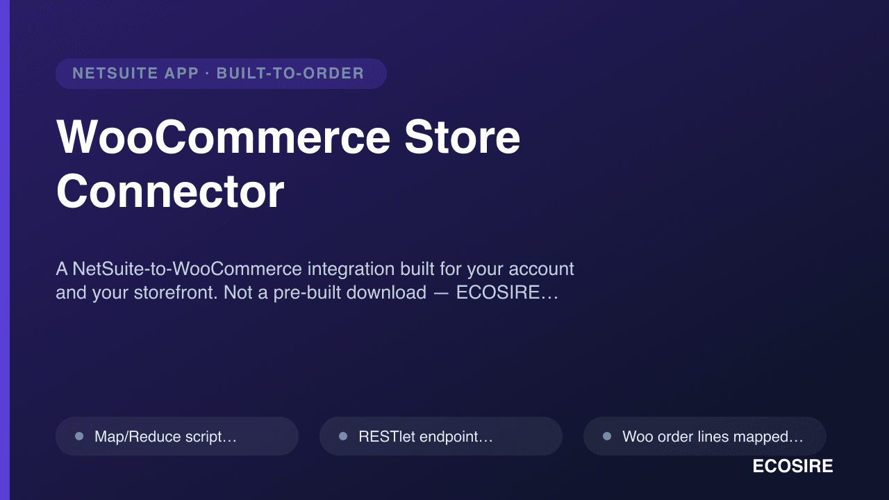 WooCommerce Store Connector — A NetSuite-to-WooCommerce integration built for your account and your storefront