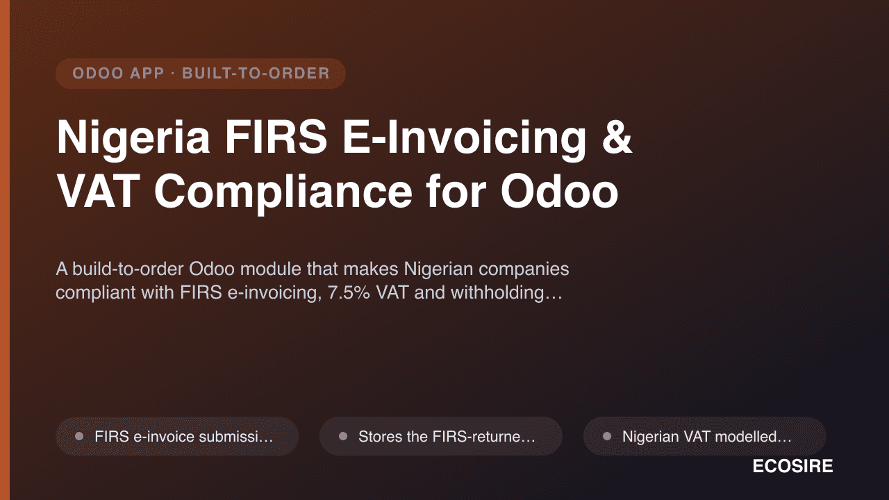 Nigeria FIRS E-Invoicing & VAT Compliance for Odoo