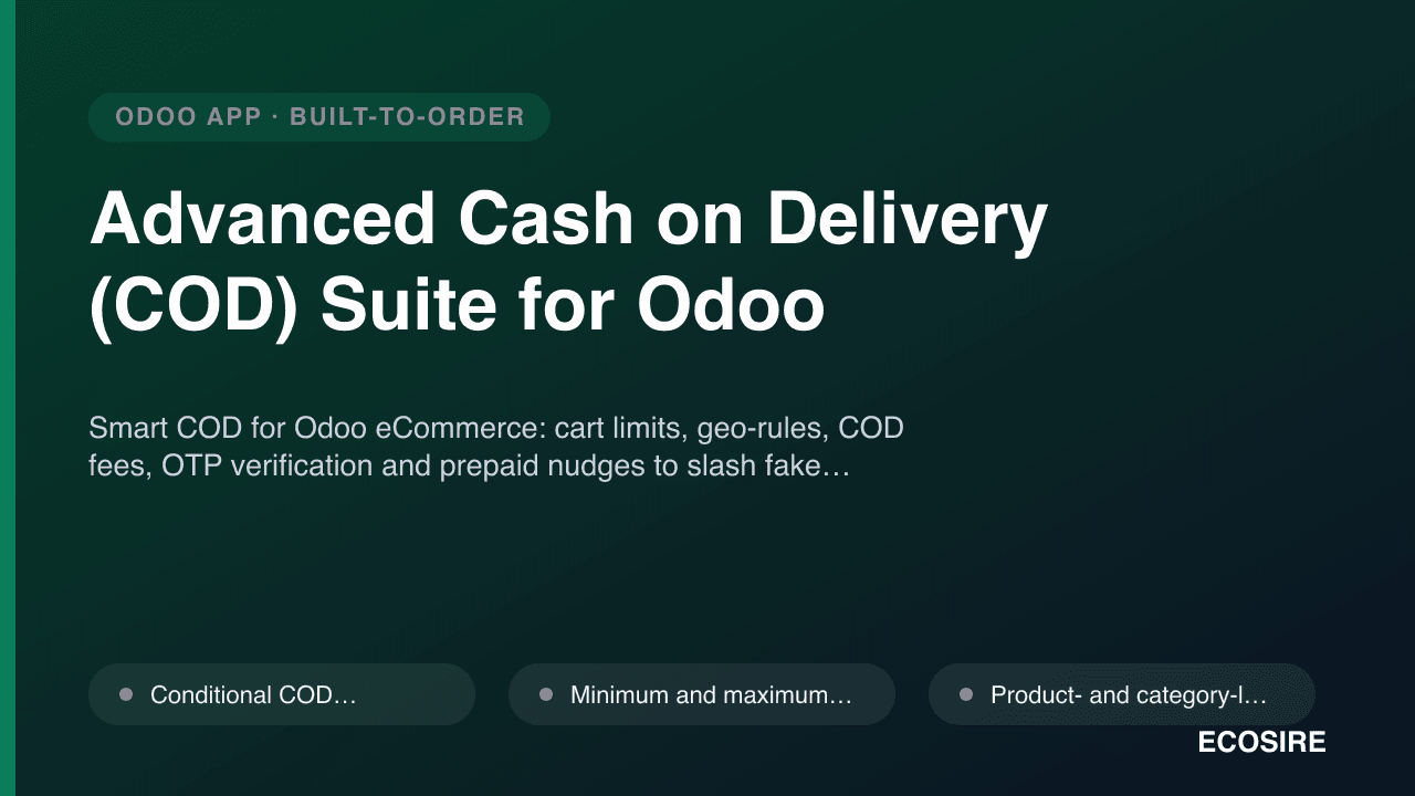 Advanced Cash on Delivery (COD) Suite for Odoo
