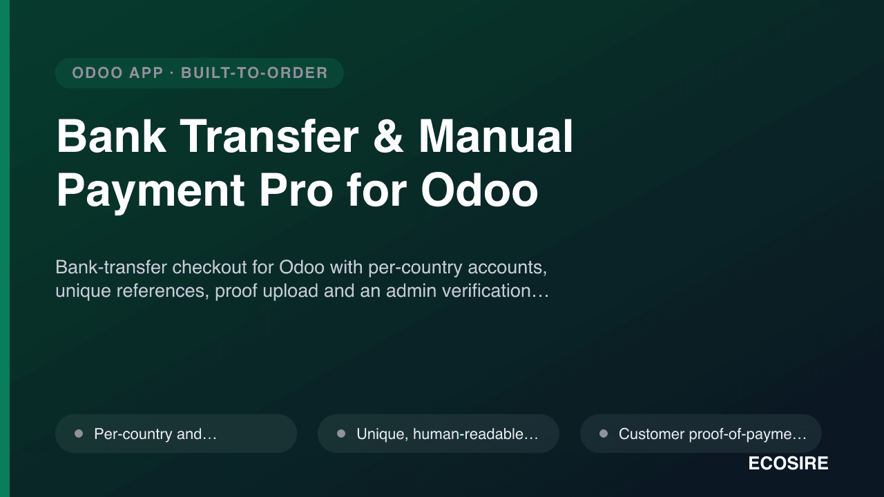 Bank Transfer & Manual Payment Pro for Odoo
