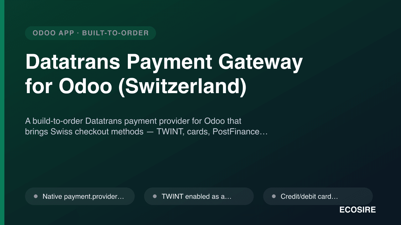 Datatrans Payment Gateway for Odoo (Switzerland)