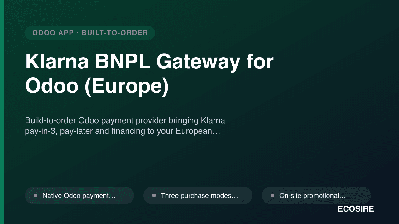 Klarna BNPL Gateway for Odoo (Europe)