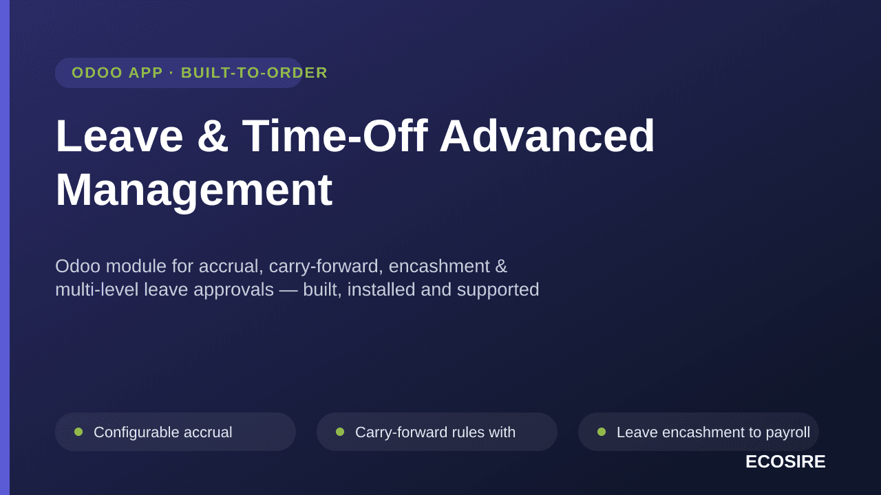 Leave & Time-Off Advanced Management — Odoo module for accrual, carry-forward, encashment & multi-level leave approvals — bui — Image 1 of 3