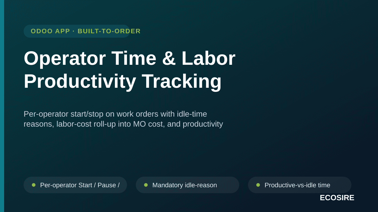 Operator Time & Labor Productivity Tracking — Per-operator start/stop on work orders with idle-time reasons, labor-cost roll- — Image 1 of 3
