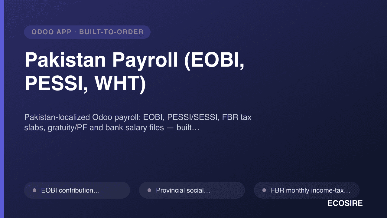 Pakistan Payroll (EOBI, PESSI, WHT)