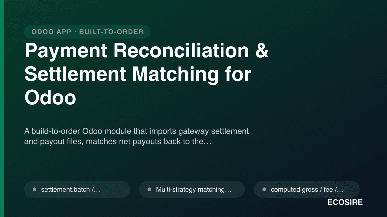 Payment Reconciliation & Settlement Matching for Odoo