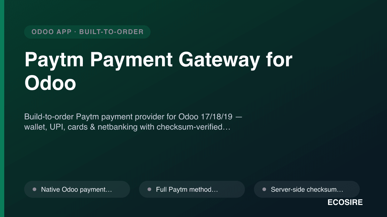 Paytm Payment Gateway for Odoo