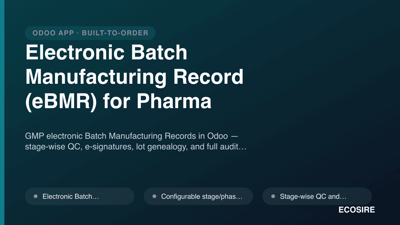 Electronic Batch Manufacturing Record (eBMR) for Pharma