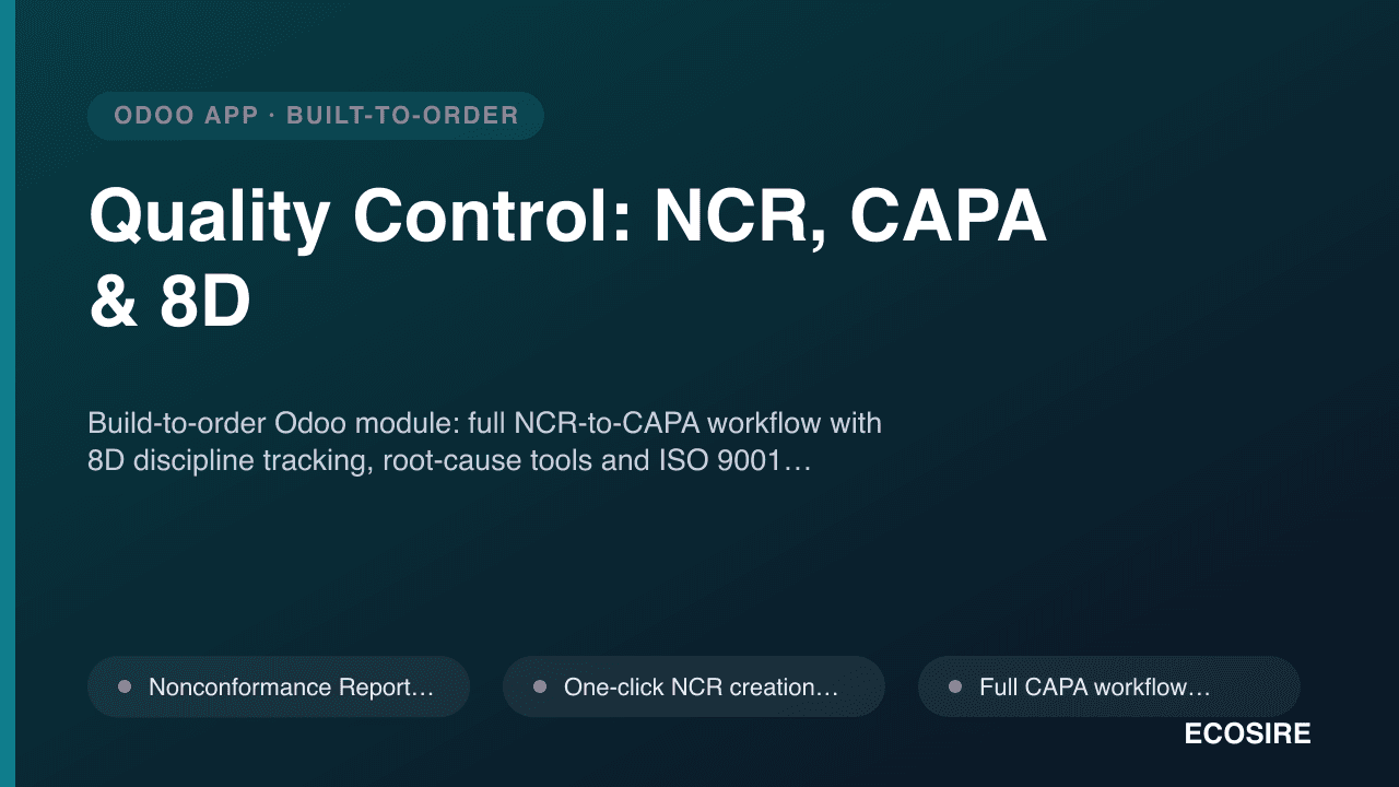 Quality Control: NCR, CAPA & 8D