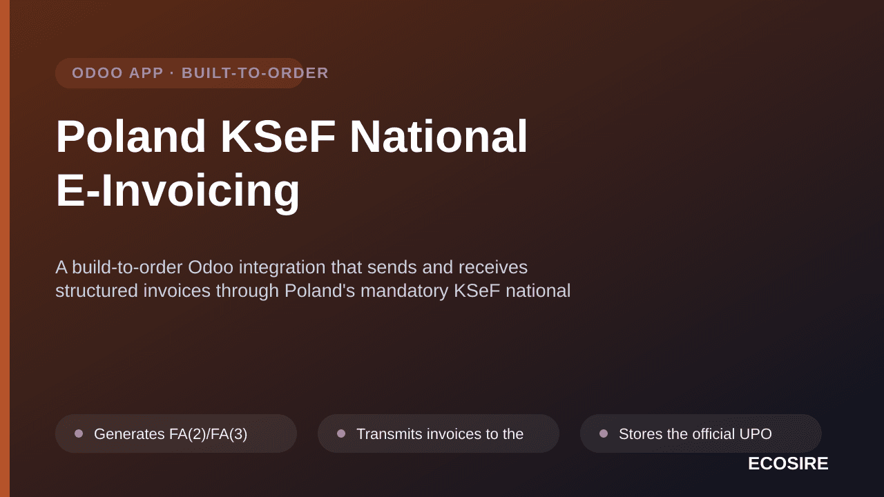 Poland KSeF National E-Invoicing — A build-to-order Odoo integration that sends and receives structured invoices through Pola — Image 1 of 3