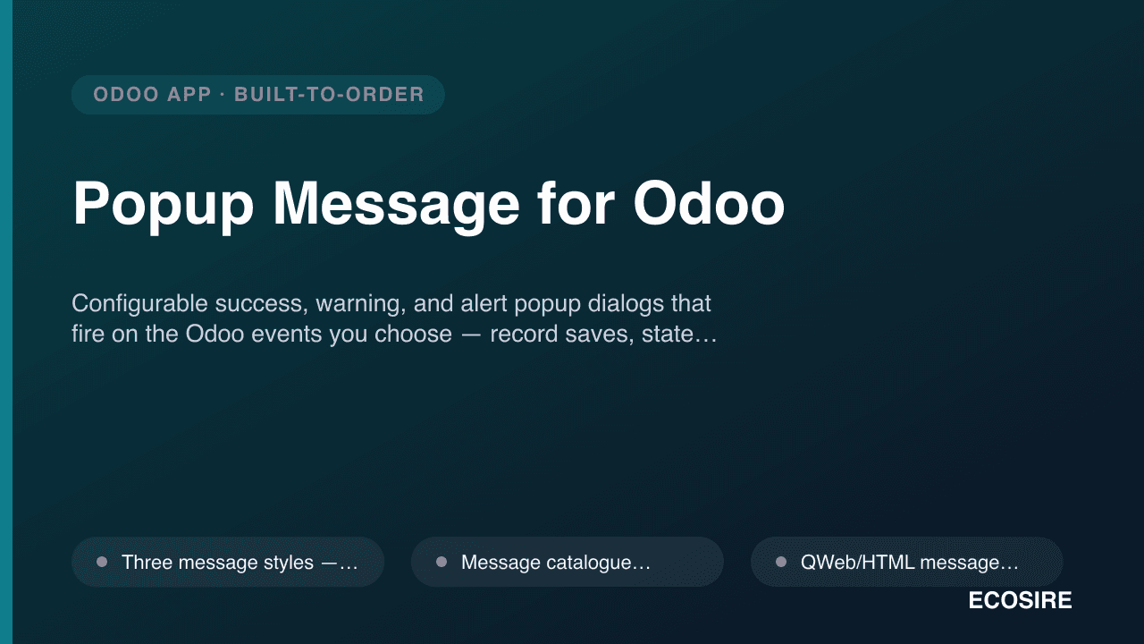 Popup Message for Odoo
