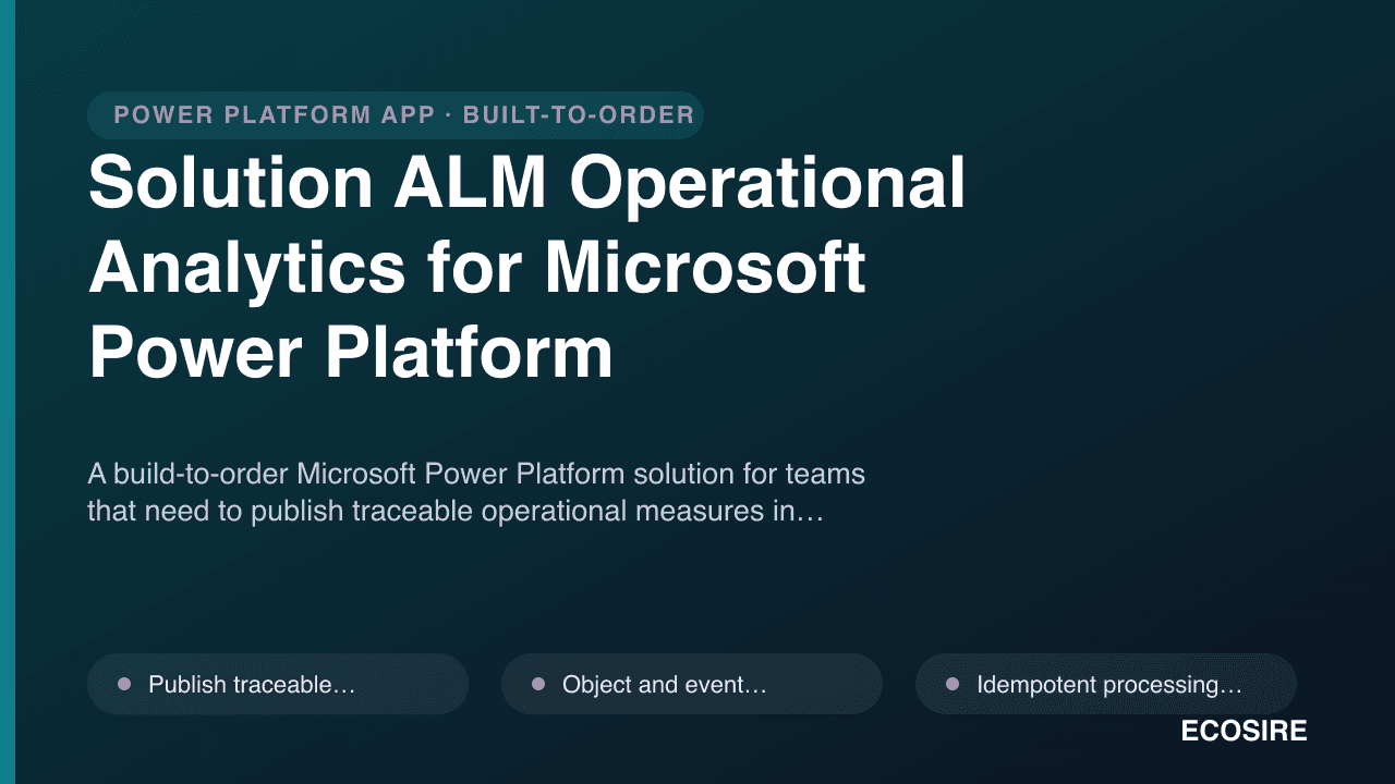 Solution ALM Operational Analytics for Microsoft Power Platform