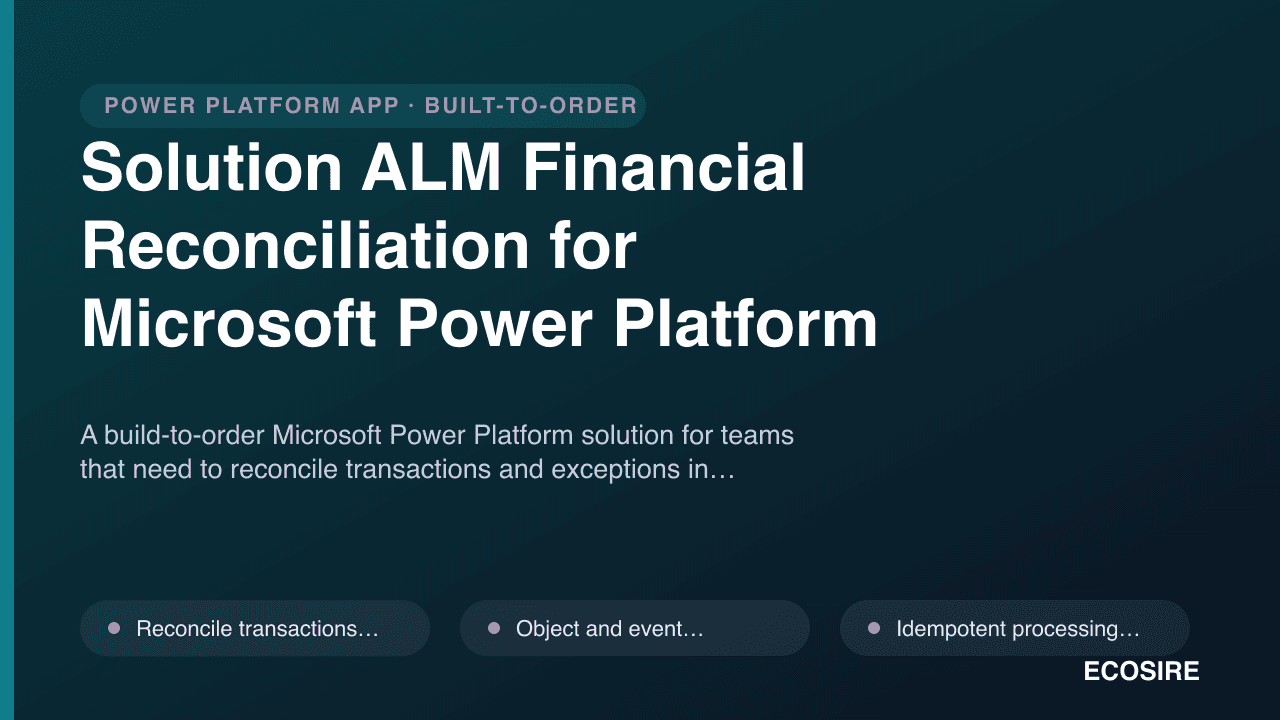 Solution ALM Financial Reconciliation for Microsoft Power Platform