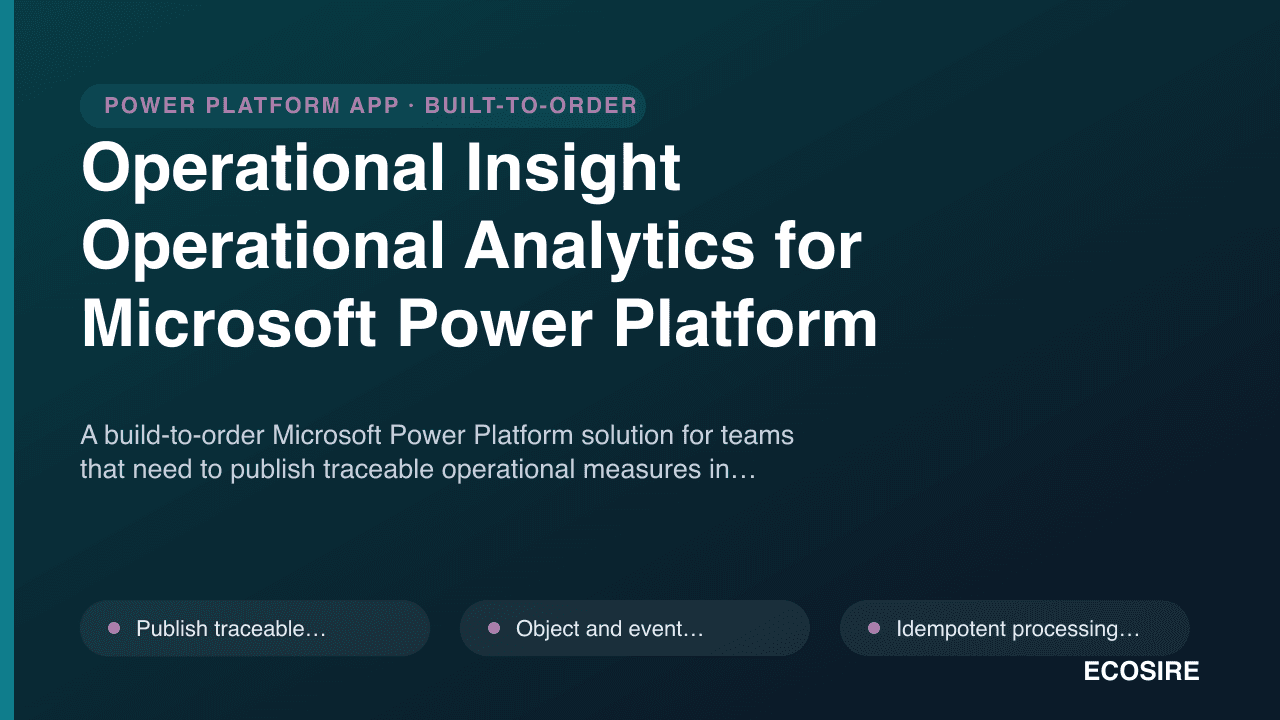 Operational Insight Operational Analytics for Microsoft Power Platform