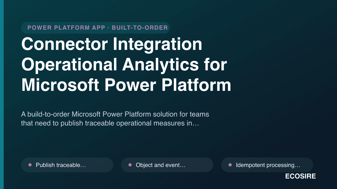 Connector Integration Operational Analytics for Microsoft Power Platform