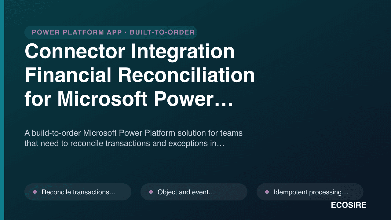 Connector Integration Financial Reconciliation for Microsoft Power Platform