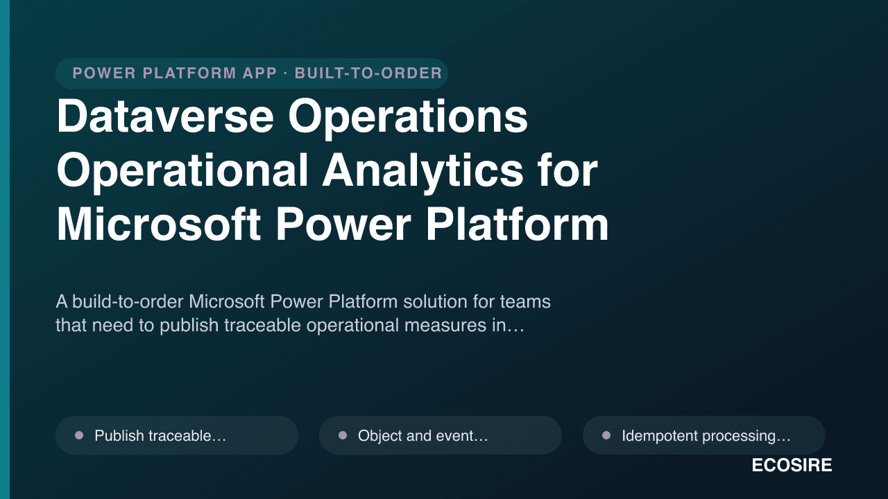 Dataverse Operations Operational Analytics for Microsoft Power Platform
