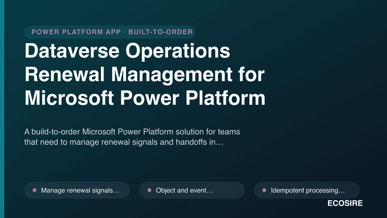Dataverse Operations Renewal Management for Microsoft Power Platform