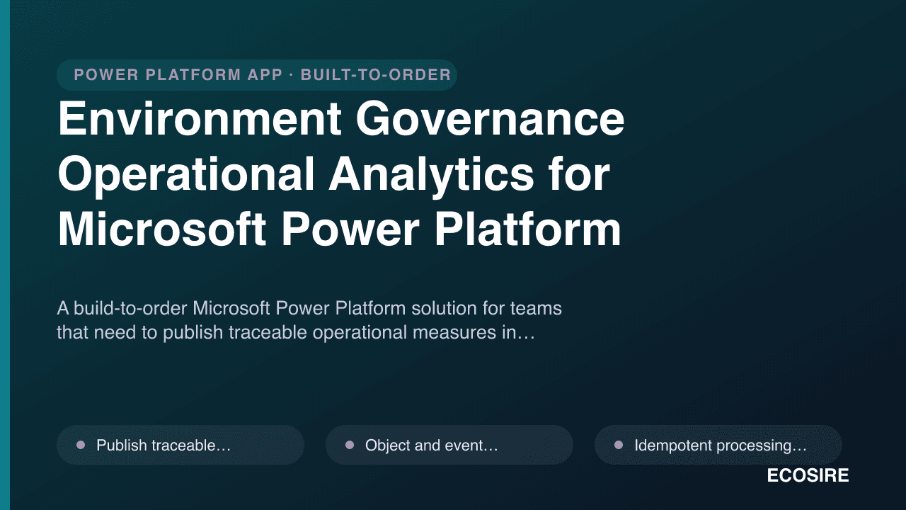 Environment Governance Operational Analytics for Microsoft Power Platform