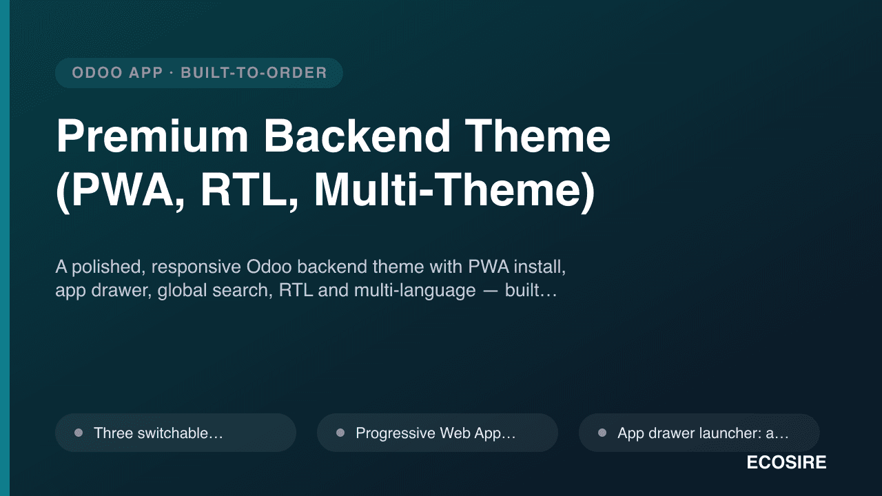 Premium Backend Theme (PWA, RTL, Multi-Theme)