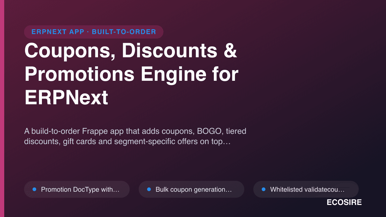 Coupons, Discounts & Promotions Engine for ERPNext