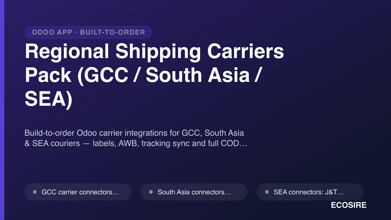 Regional Shipping Carriers Pack (GCC / South Asia / SEA)