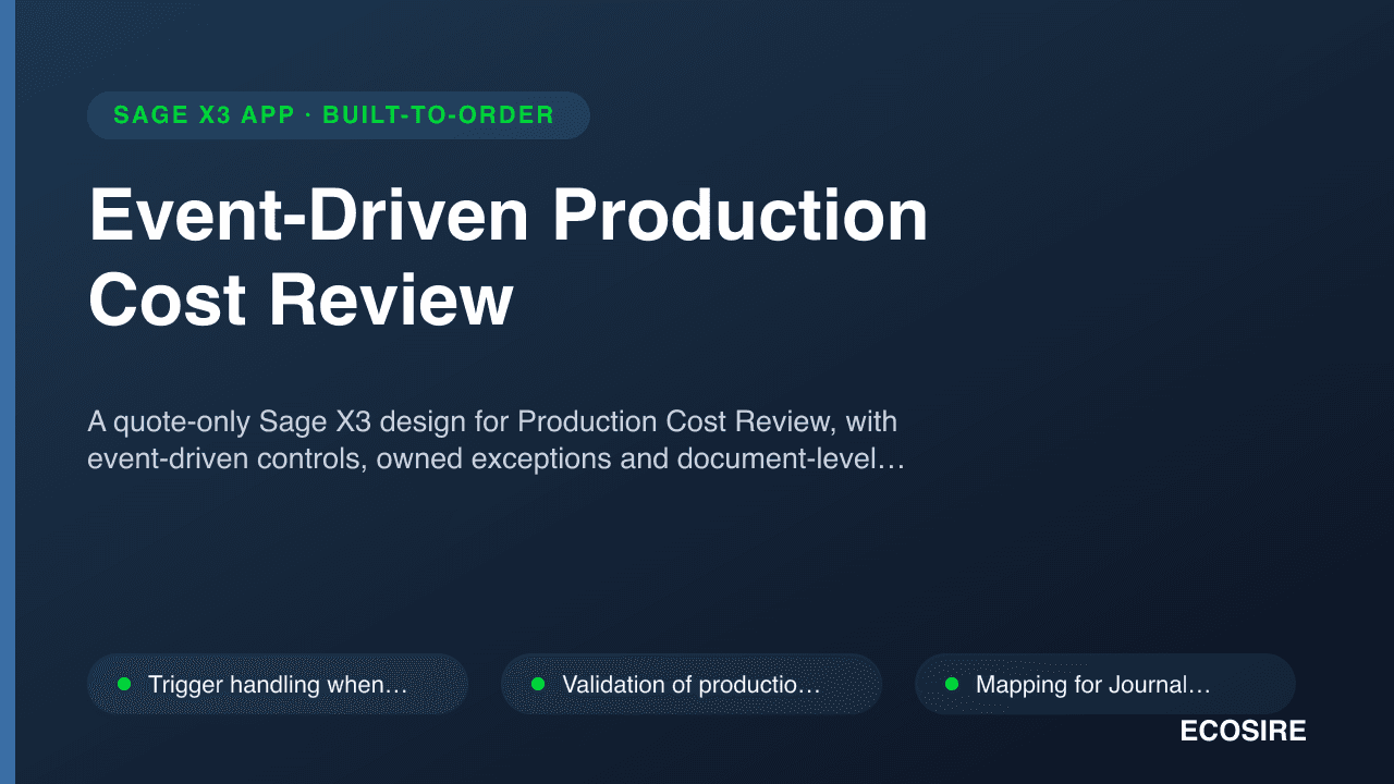Event-Driven Production Cost Review
