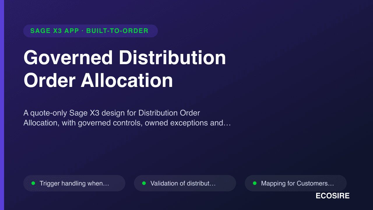 Governed Distribution Order Allocation