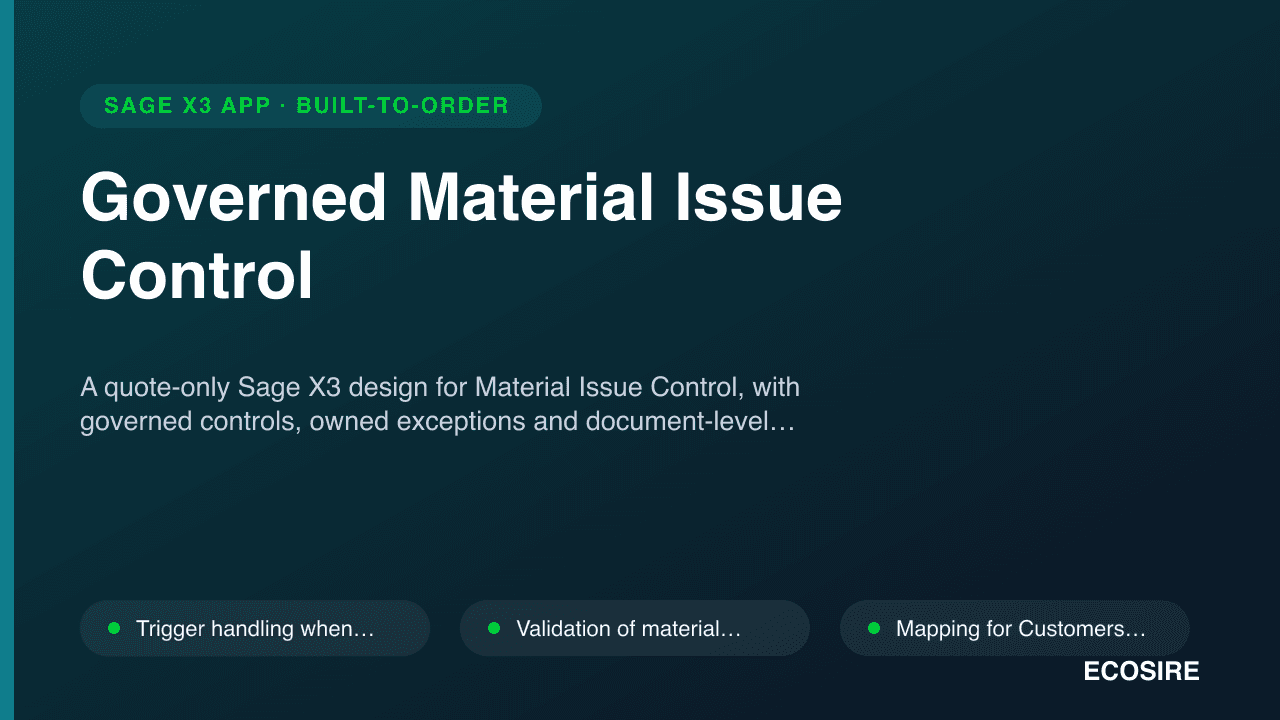 Governed Material Issue Control