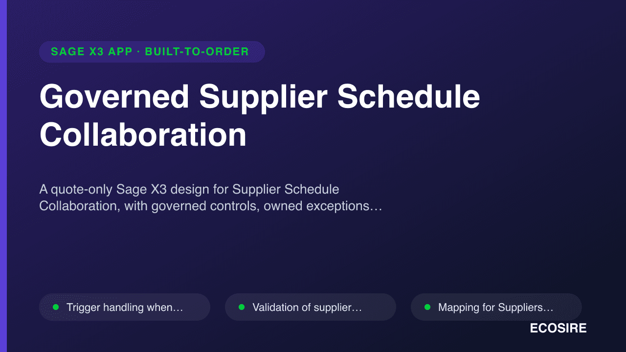 Governed Supplier Schedule Collaboration