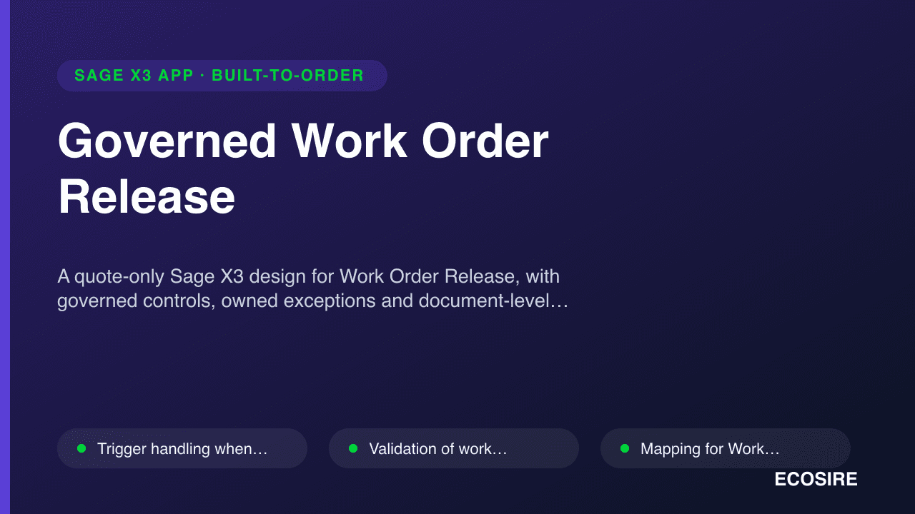 Governed Work Order Release