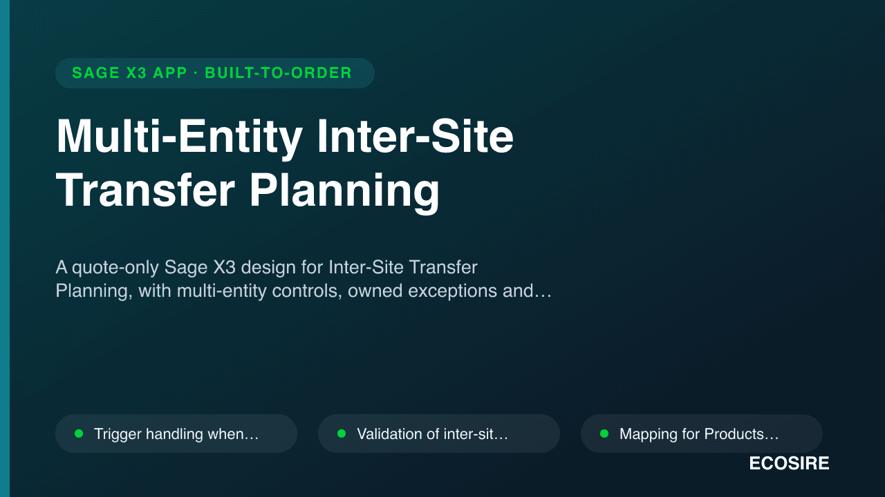Multi-Entity Inter-Site Transfer Planning