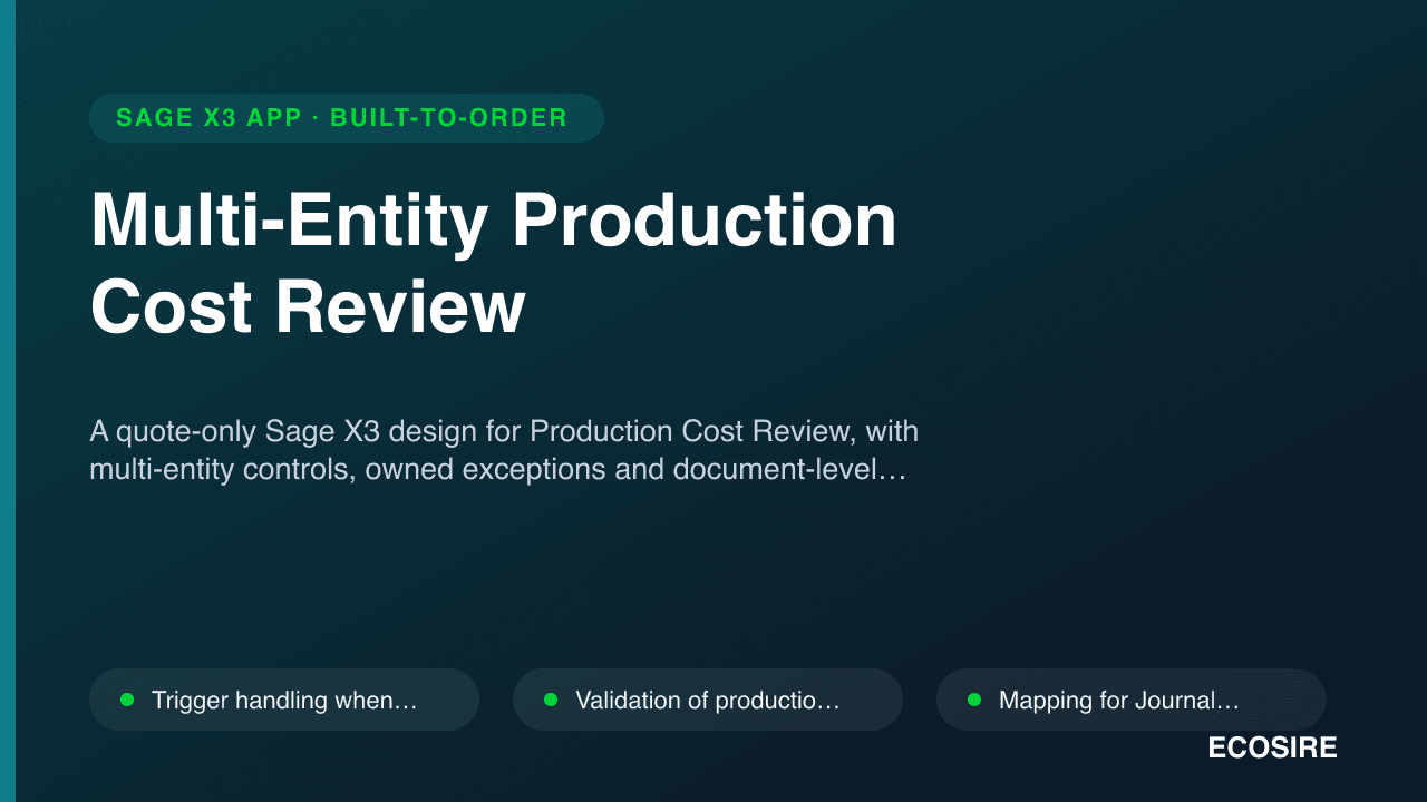 Multi-Entity Production Cost Review