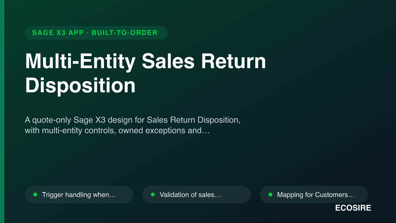 Multi-Entity Sales Return Disposition