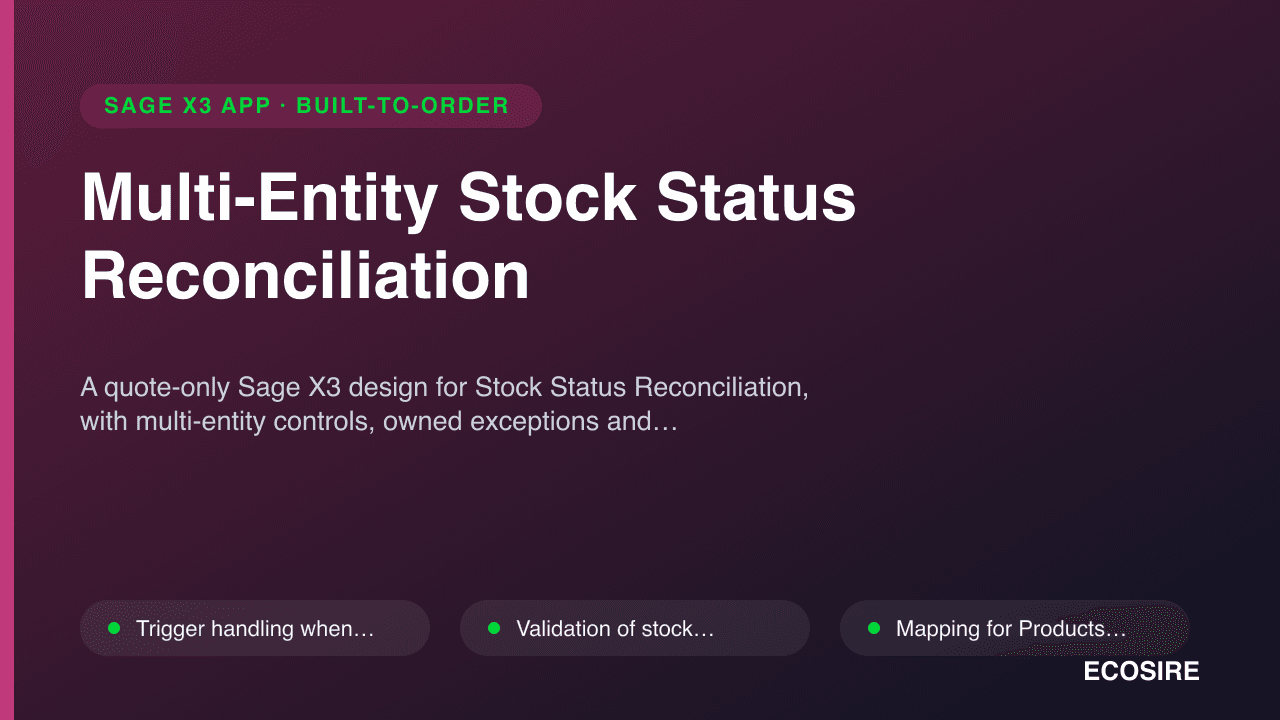 Multi-Entity Stock Status Reconciliation