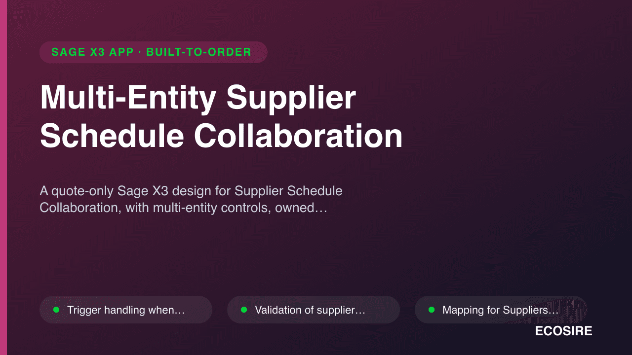 Multi-Entity Supplier Schedule Collaboration
