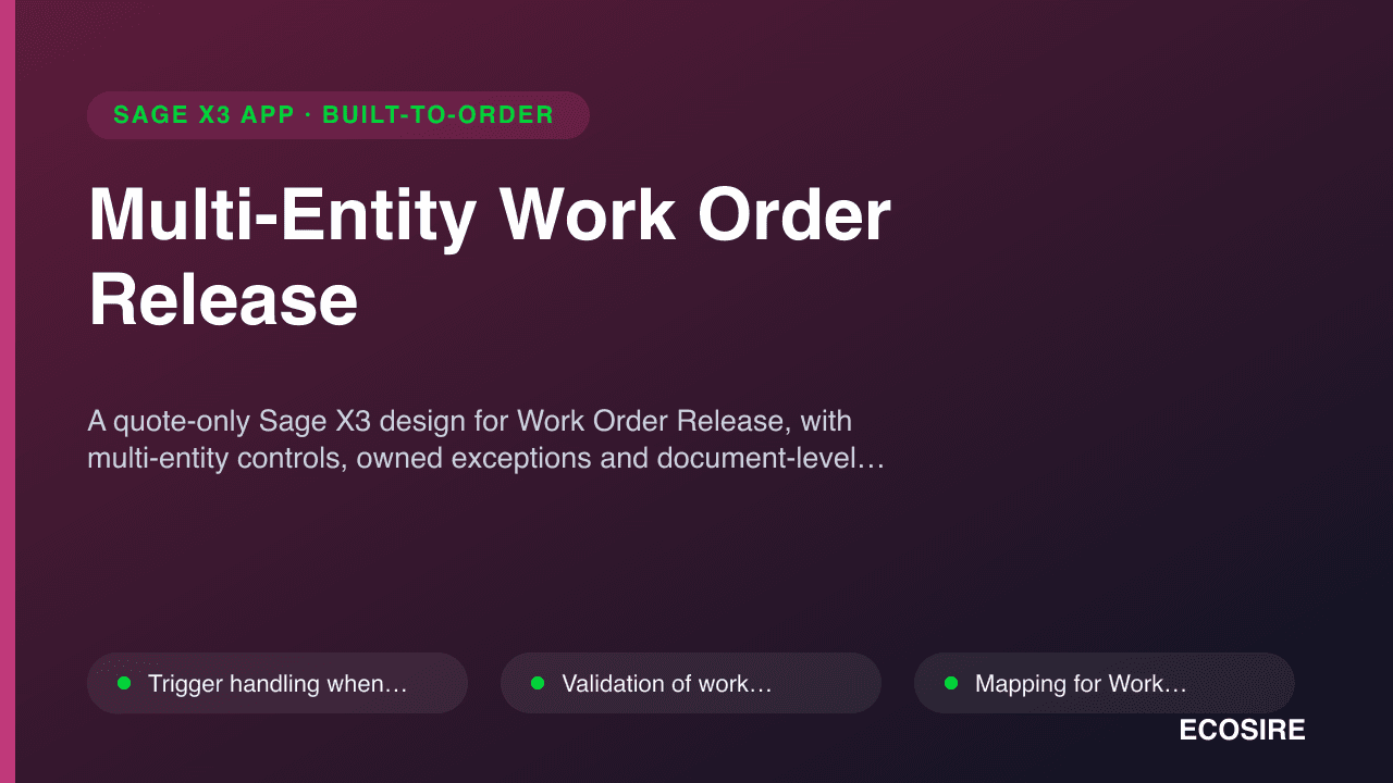 Multi-Entity Work Order Release